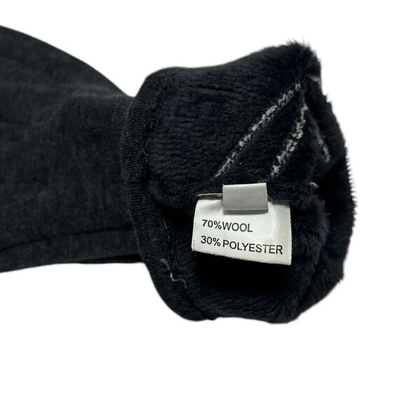 Large WOOL Blend Gray Gloves with Pom Pom Ball Warm Gloves Mittens Wool Gloves - Picture 5 of 7